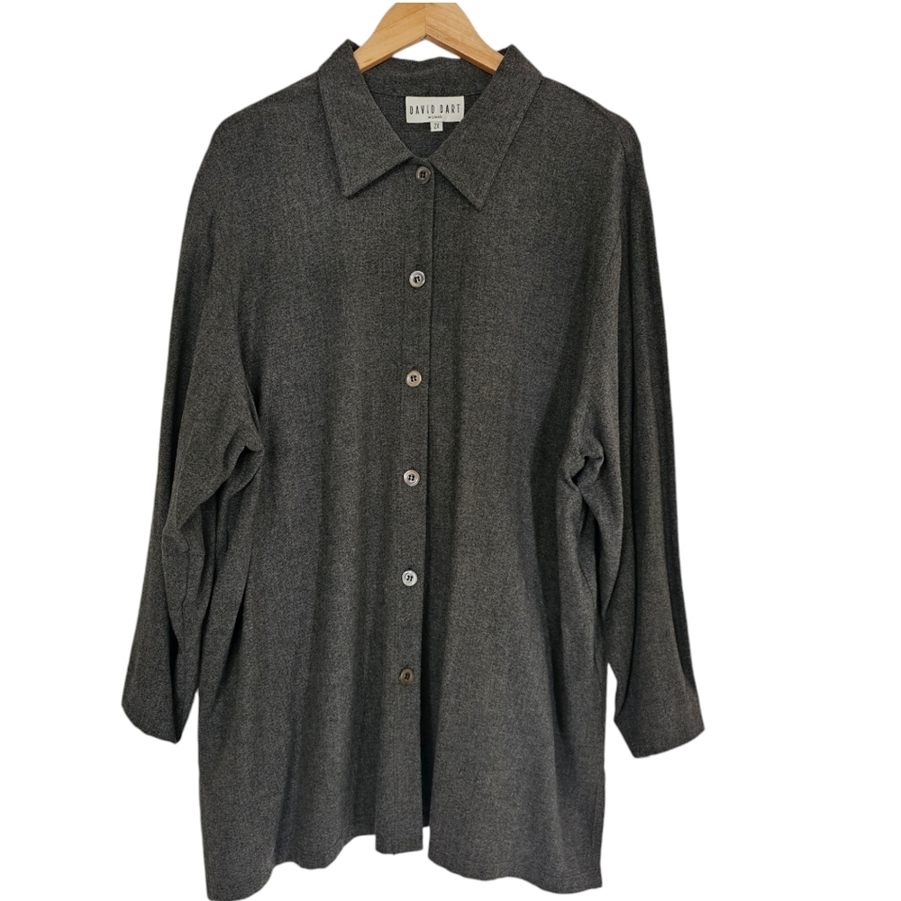 Vintage‎ David Dart Shirt Size 2X Wool Blend Button Front Lagenlook Minimalist